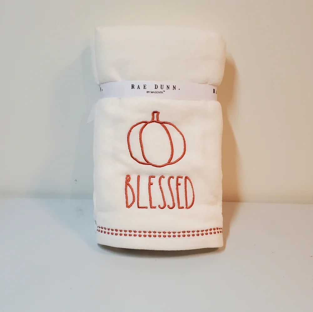 New Rae Dunn Blessed Pumpkin Set of Hand Towels